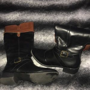Black and brown boots